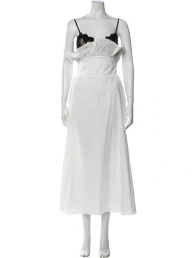 Pre-owned Kika Vargas Square Neckline Long Dress W/ Tags In White