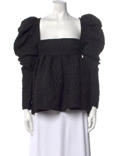 Pre-owned Kika Vargas Square Neckline Long Sleeve Top In Black