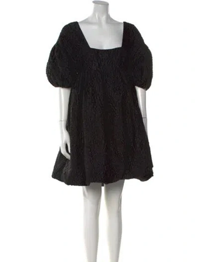 Pre-owned Kika Vargas Square Neckline Mini Dress In Black
