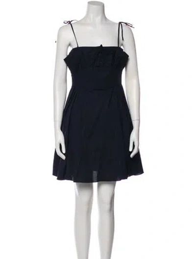 Pre-owned Kika Vargas Square Neckline Mini Dress In Blue