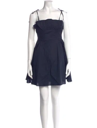 Pre-owned Kika Vargas Square Neckline Mini Dress In Blue