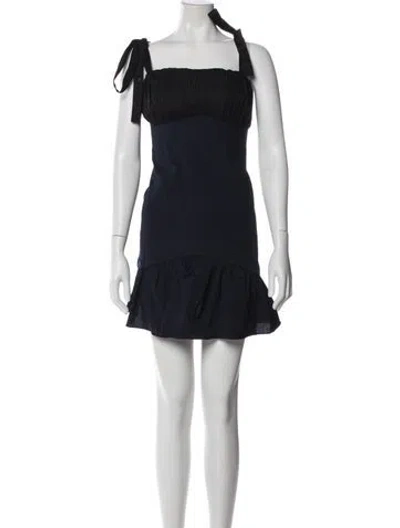 Pre-owned Kika Vargas Square Neckline Mini Dress In Blue