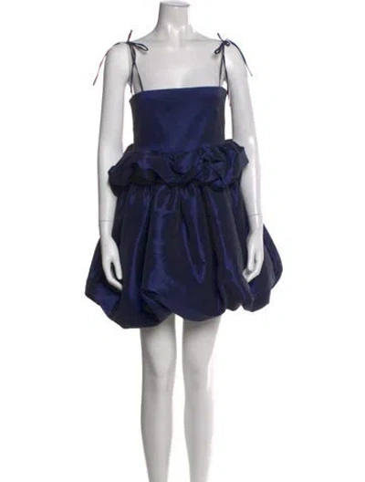 Pre-owned Kika Vargas Square Neckline Mini Dress In Blue