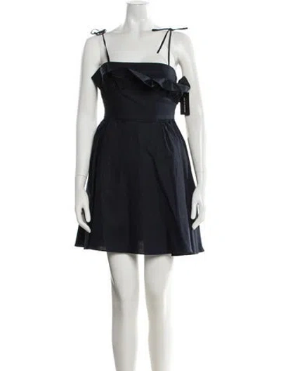 Pre-owned Kika Vargas Square Neckline Mini Dress In Blue