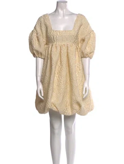 Pre-owned Kika Vargas Square Neckline Mini Dress In Neutral