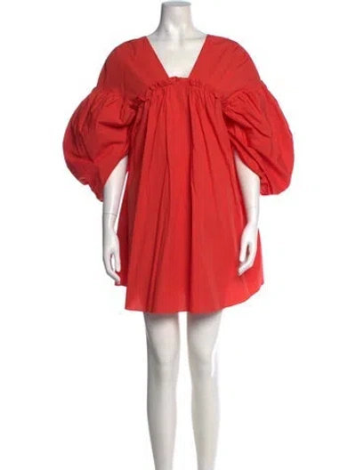 Pre-owned Kika Vargas Square Neckline Mini Dress In Orange