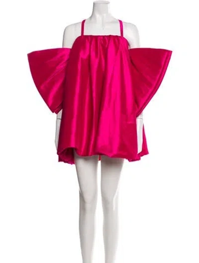 Pre-owned Kika Vargas Square Neckline Mini Dress In Pink