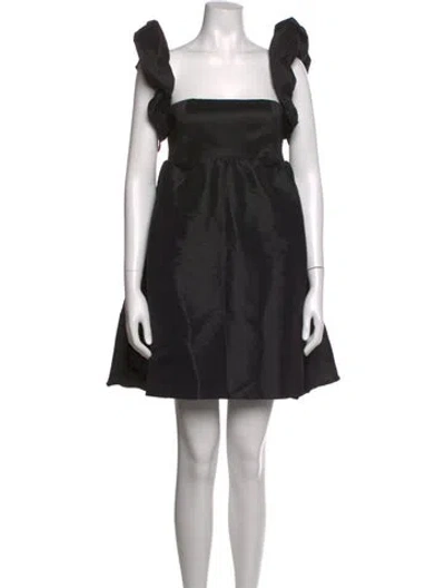 Pre-owned Kika Vargas Square Neckline Mini Dress W/ Tags In Black