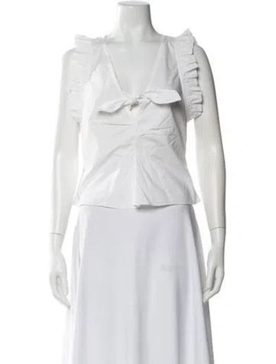 Pre-owned Kika Vargas Square Neckline Sleeveless Crop Top In White