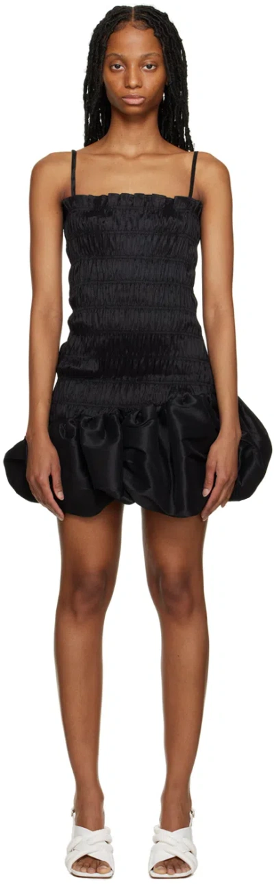 Kika Vargas Women's Elly Sleeveless Smocked Minidress In Black Taffeta