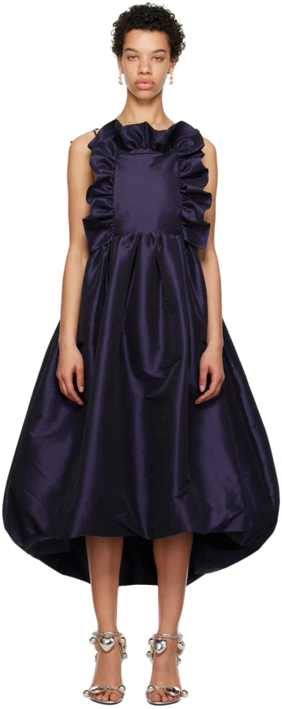 Kika Vargas Ssense Exclusive Navy Ramya Midi Dress