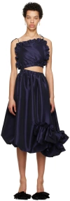 Kika Vargas Ssense Exclusive Navy Ramya Midi Dress In Navy