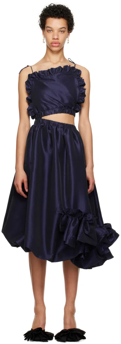 Kika Vargas Ssense Exclusive Navy Ramya Midi Dress