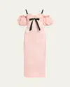 Kika Vargas Stella Strapless Taffeta Midi Dress In Pink