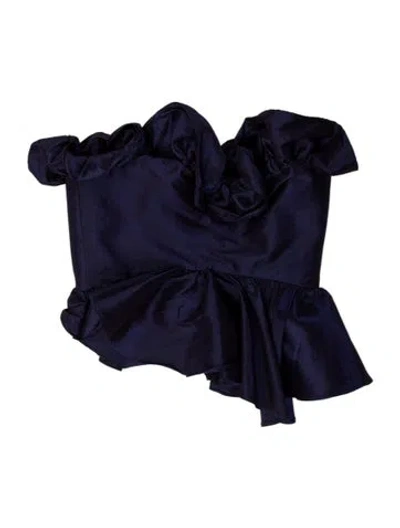 Pre-owned Kika Vargas Strapless Crop Top In Blue
