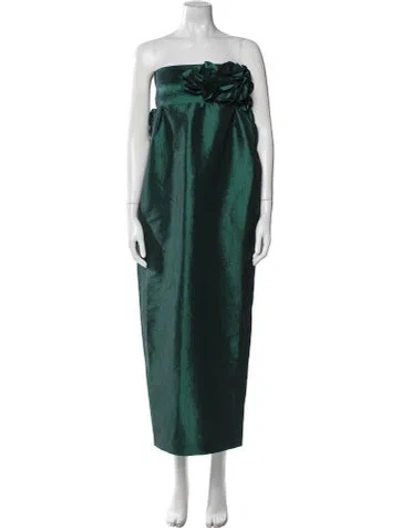 Pre-owned Kika Vargas Strapless Midi Length Dress In Green