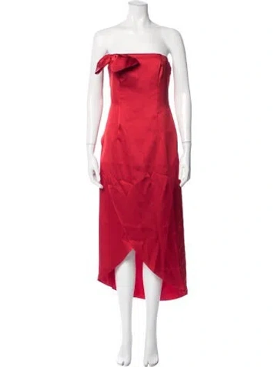 Pre-owned Kika Vargas Strapless Midi Length Dress In Red