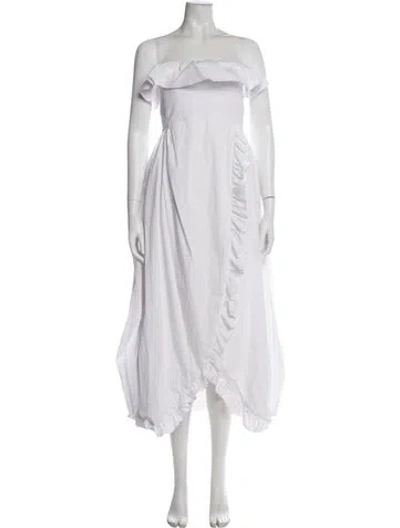 Pre-owned Kika Vargas Strapless Midi Length Dress In White