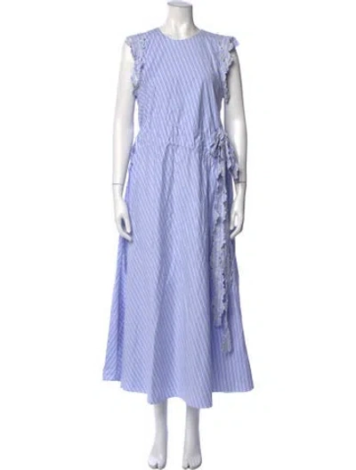 Pre-owned Kika Vargas Striped Long Dress In Blue