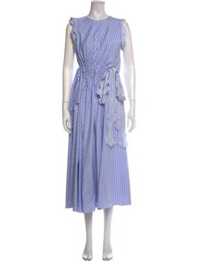 Pre-owned Kika Vargas Striped Long Dress W/ Tags In Blue
