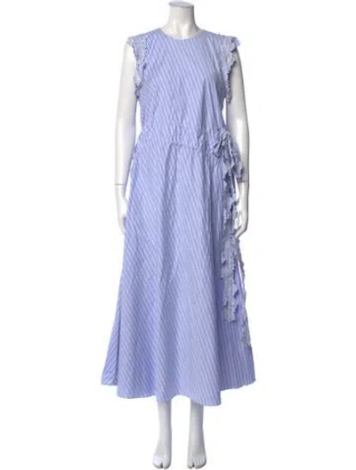 Pre-owned Kika Vargas Striped Long Dress W/ Tags In Blue