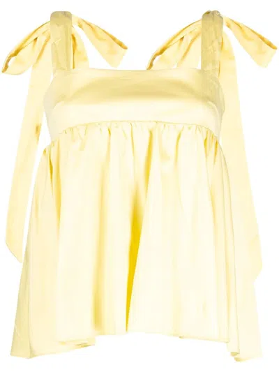 Kika Vargas Susan Sleeveless Stretch-cotton Top In Yellow