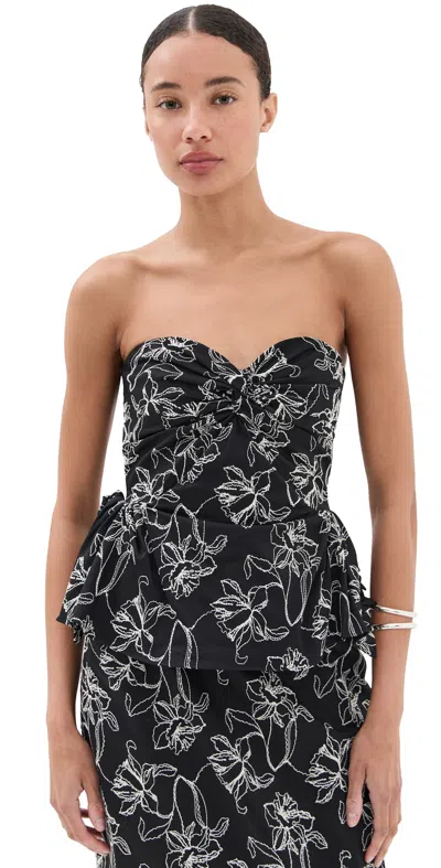 Kika Vargas Tasha Black Cotton Embroidery Top Black