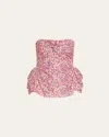 Kika Vargas Tasha Dots Twill Peplum Top In Pink