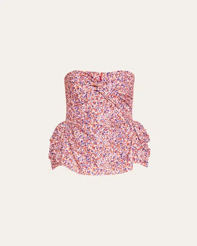 Kika Vargas Tasha Dots Twill Peplum Top In Pink