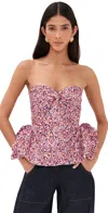 Kika Vargas Tasha Dots Twill Peplum Top In Pink