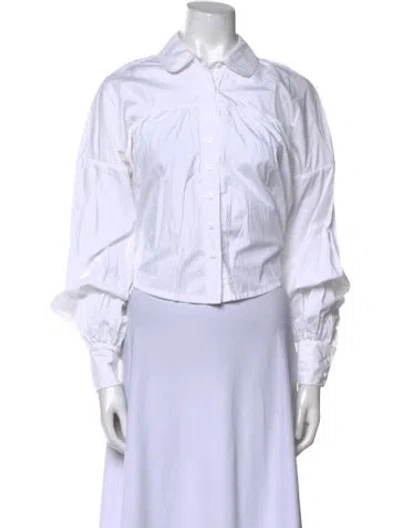 Pre-owned Kika Vargas Three-quarter Sleeve Button-up Top In White