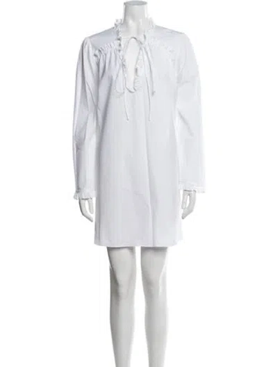 Pre-owned Kika Vargas Tie Neck Mini Dress In Neutrals