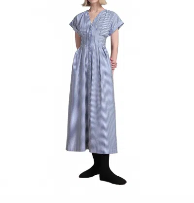 Kika Vargas Tsige Stripe Midi Dress In Blue/white In Multi