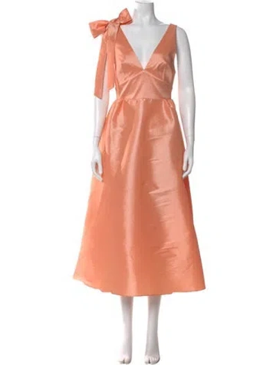 Pre-owned Kika Vargas V-neck Long Dress In Orange