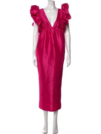Pre-owned Kika Vargas V-neck Long Dress W/ Tags In Pink