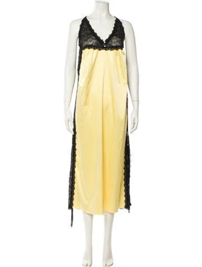 Pre-owned Kika Vargas V-neck Long Dress In Yellow