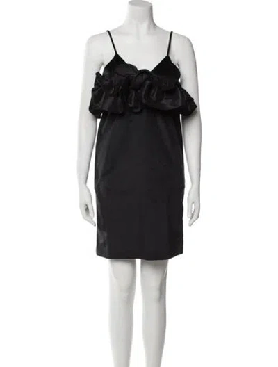 Pre-owned Kika Vargas V-neck Mini Dress In Black