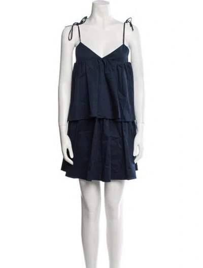 Pre-owned Kika Vargas V-neck Mini Dress In Blue