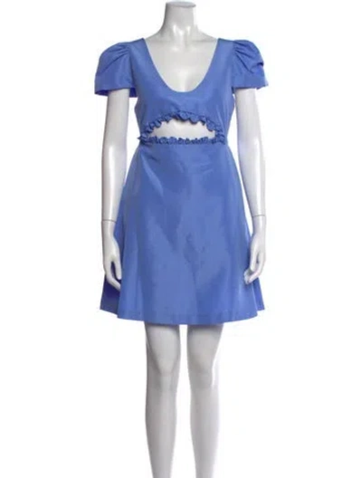 Pre-owned Kika Vargas V-neck Mini Dress In Blue