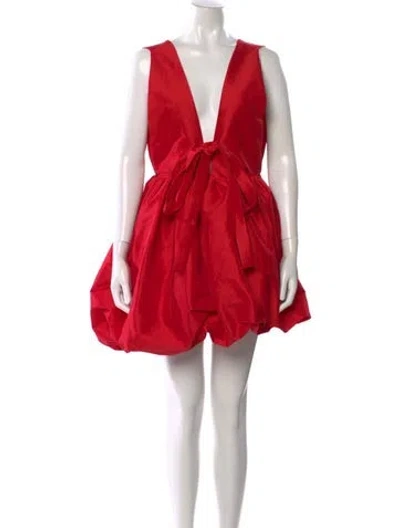 Pre-owned Kika Vargas V-neck Mini Dress In Burgundy