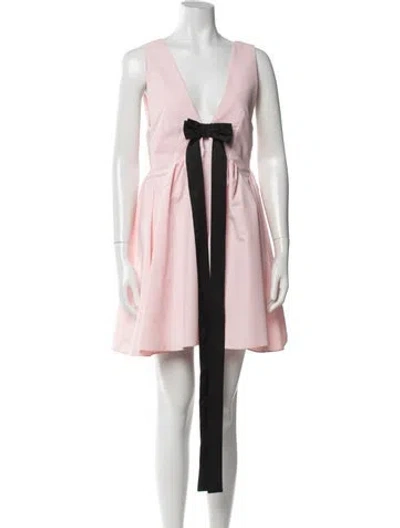 Pre-owned Kika Vargas V-neck Mini Dress In Pink