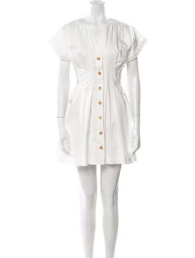 Pre-owned Kika Vargas V-neck Mini Dress W/ Tags In White