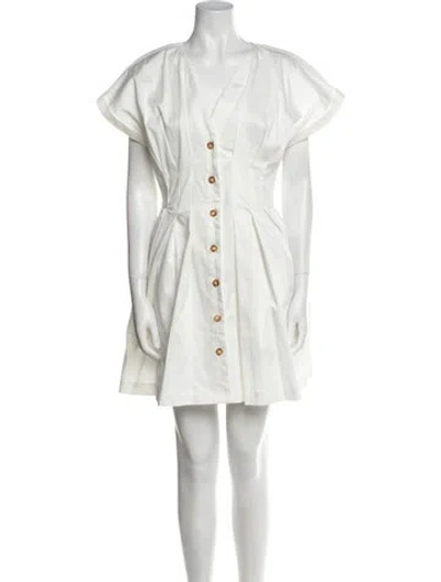 Pre-owned Kika Vargas V-neck Mini Dress W/ Tags In White