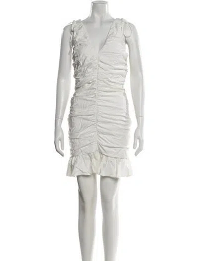 Pre-owned Kika Vargas V-neck Mini Dress In White