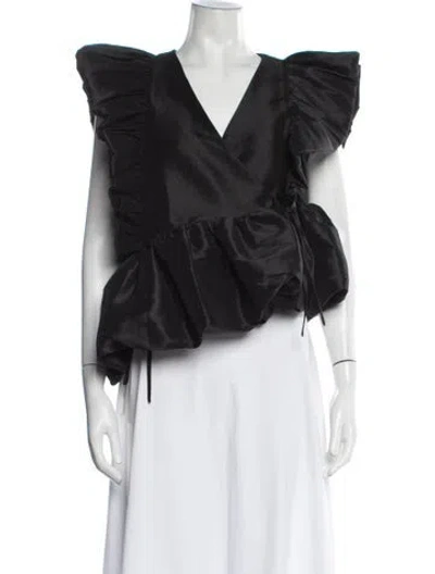 Pre-owned Kika Vargas V-neck Sleeveless Top In Black