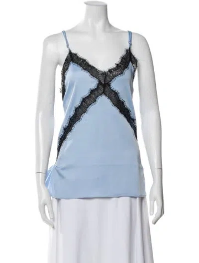 Pre-owned Kika Vargas V-neck Sleeveless Top In Blue