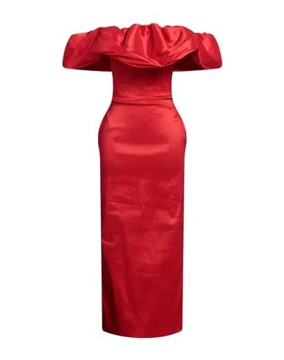 Kika Vargas Woman Midi Dress Red Size S Polyester, Nylon, Elastane