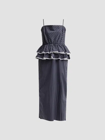 Kika Vargas Women's Alanna Striped Cotton-blend Midi-dress In Navy
