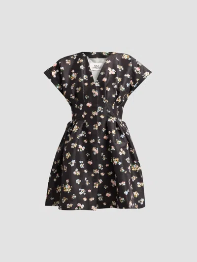 Kika Vargas Women's Billie Floral Taffeta Fit & Flare Minidress In Midnight