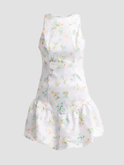Kika Vargas Women's Birgit Pastel Meadow Taffeta Mini Dress In White